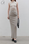 OUDE WAAG knitted asymmetric suspender vest OW-23SS-TP06 meters gray